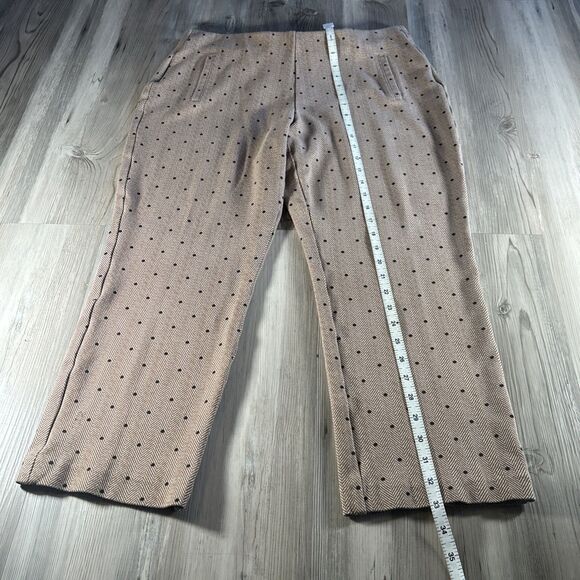 Chico's Brown Herringbone Polka Dot Pull On Straight Leg Pants Size 2.5 (large) - Picture 5 of 9
